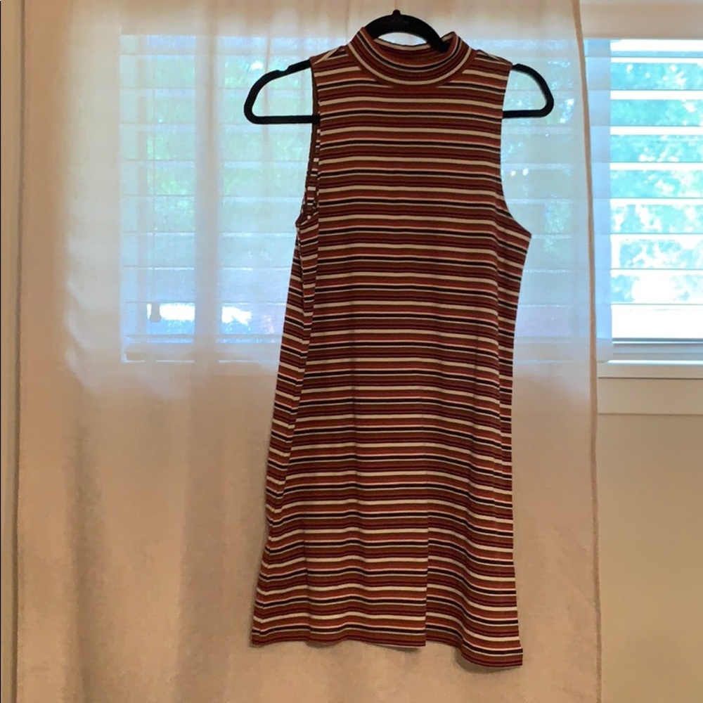 High neck striped dress